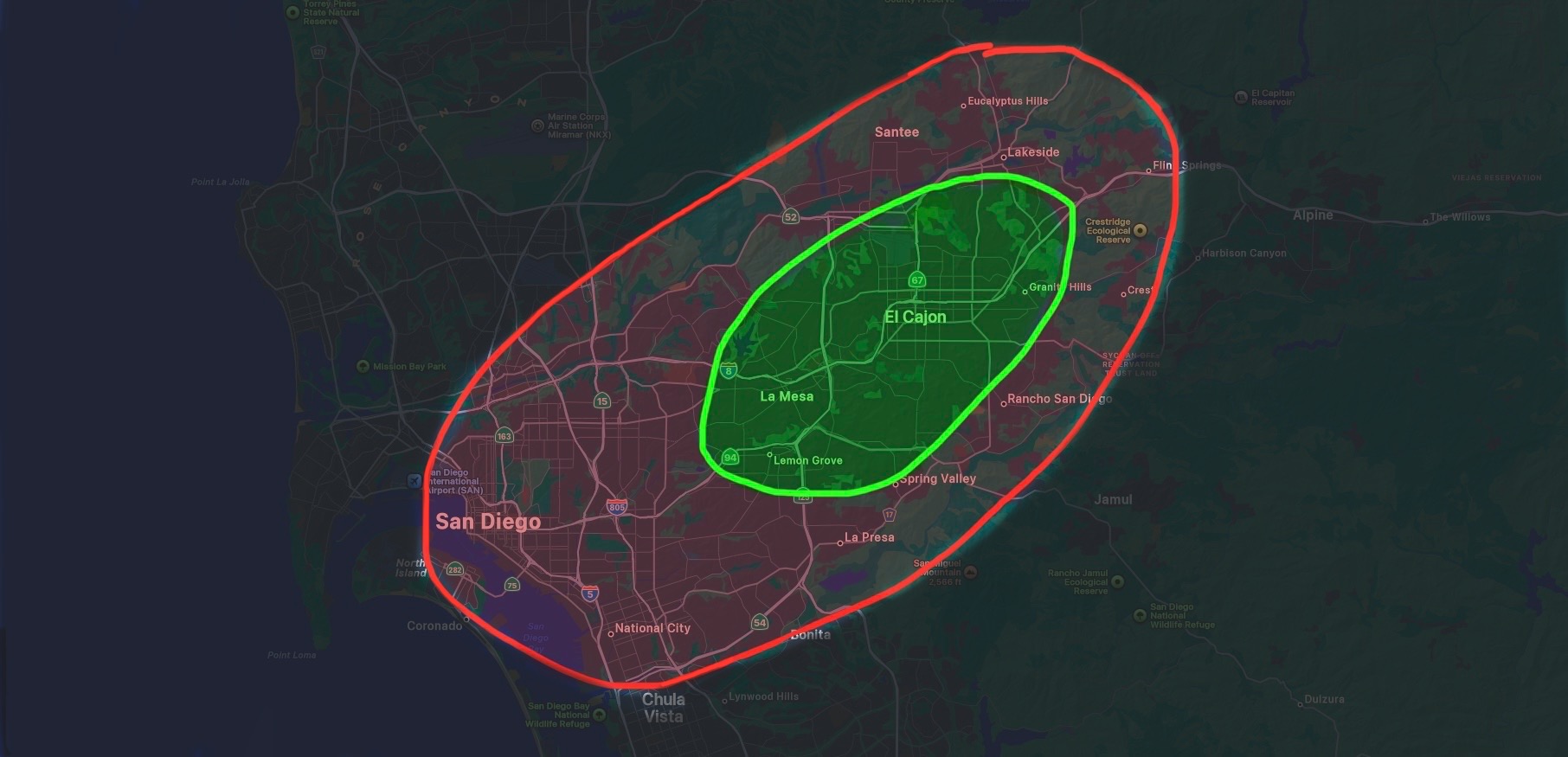 San Diego County Service Area Map